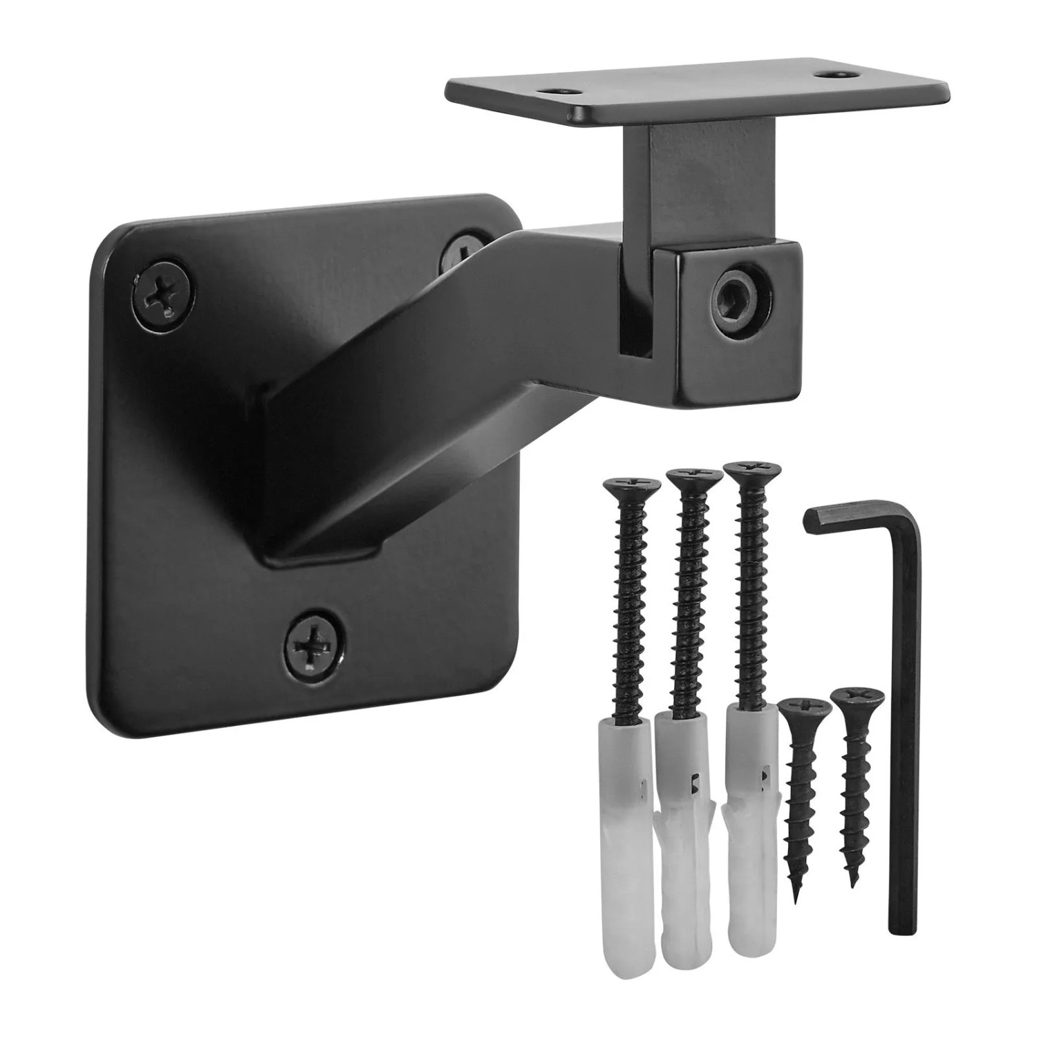 SOTECH Handlaufhalter Verstellbar für Eckige Handläufe Stahl Schwarz Pulverbeschichtet Schräger Arm 70 x 95 x 100 mm