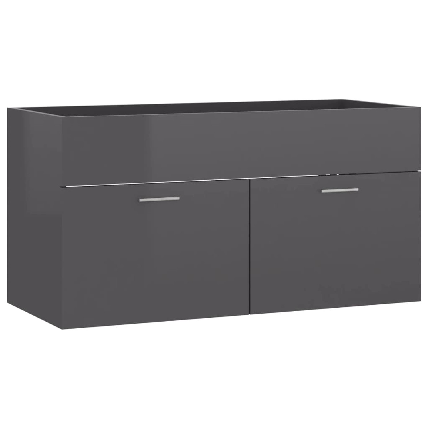 vidaXL Waschbeckenunterschrank Hochglanz-Grau 90x38,5x46cm