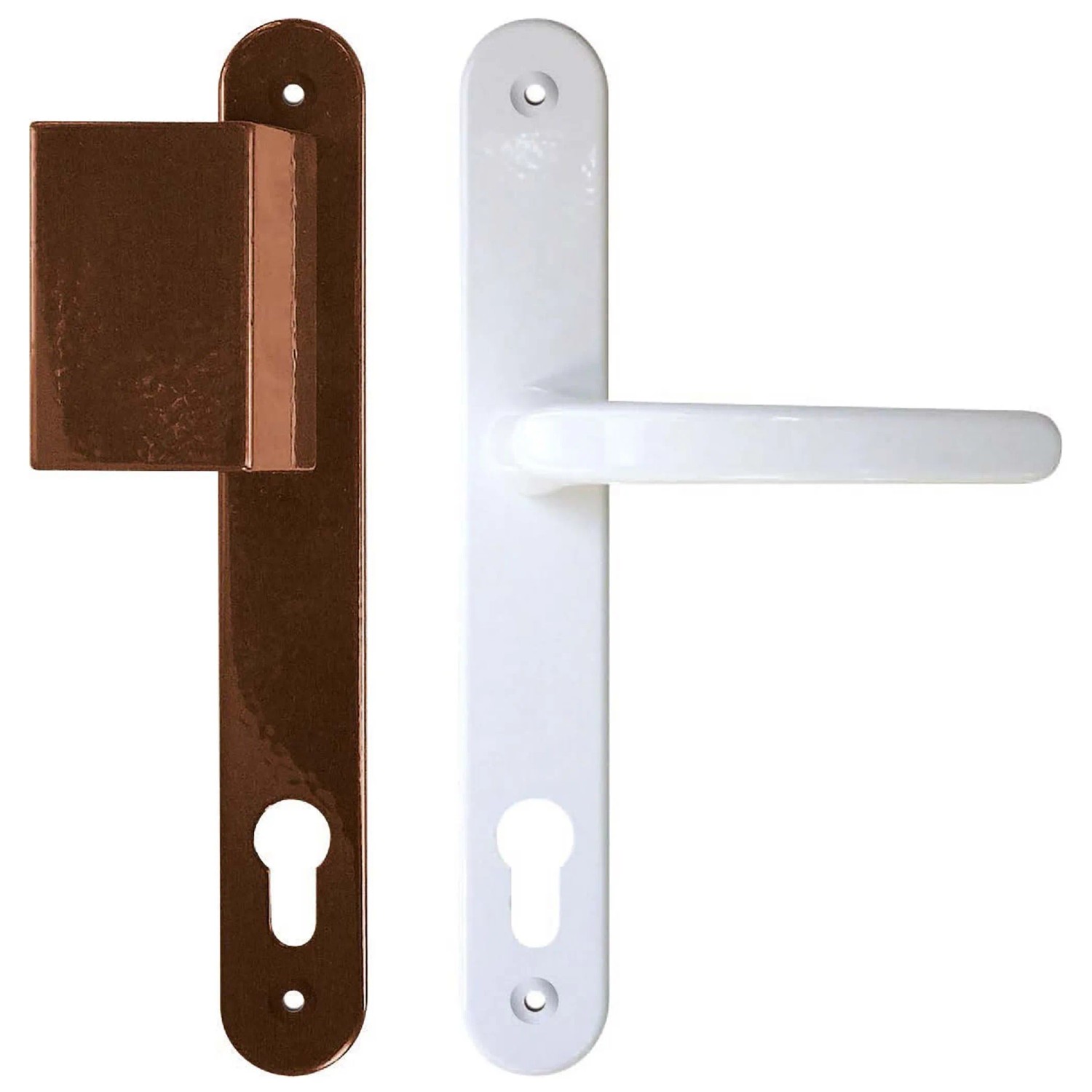 Roro Drücker-Garnitur Typ CR Aluminium 92 mm Weiß-Braun