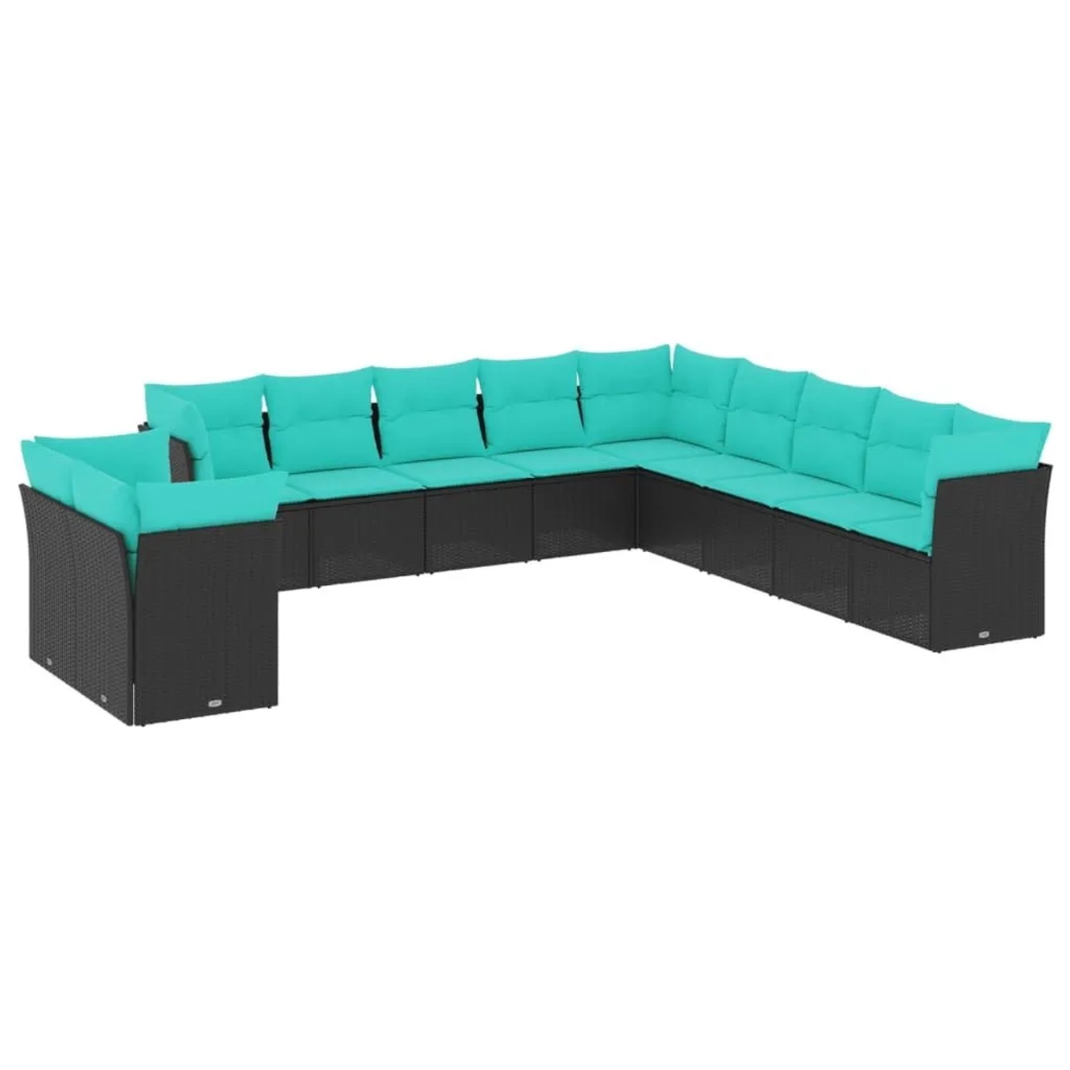 vidaXL 11-Tlg Gartensofa-Set mit Kissen Schwarz Polyrattan 3217877 günstig online kaufen