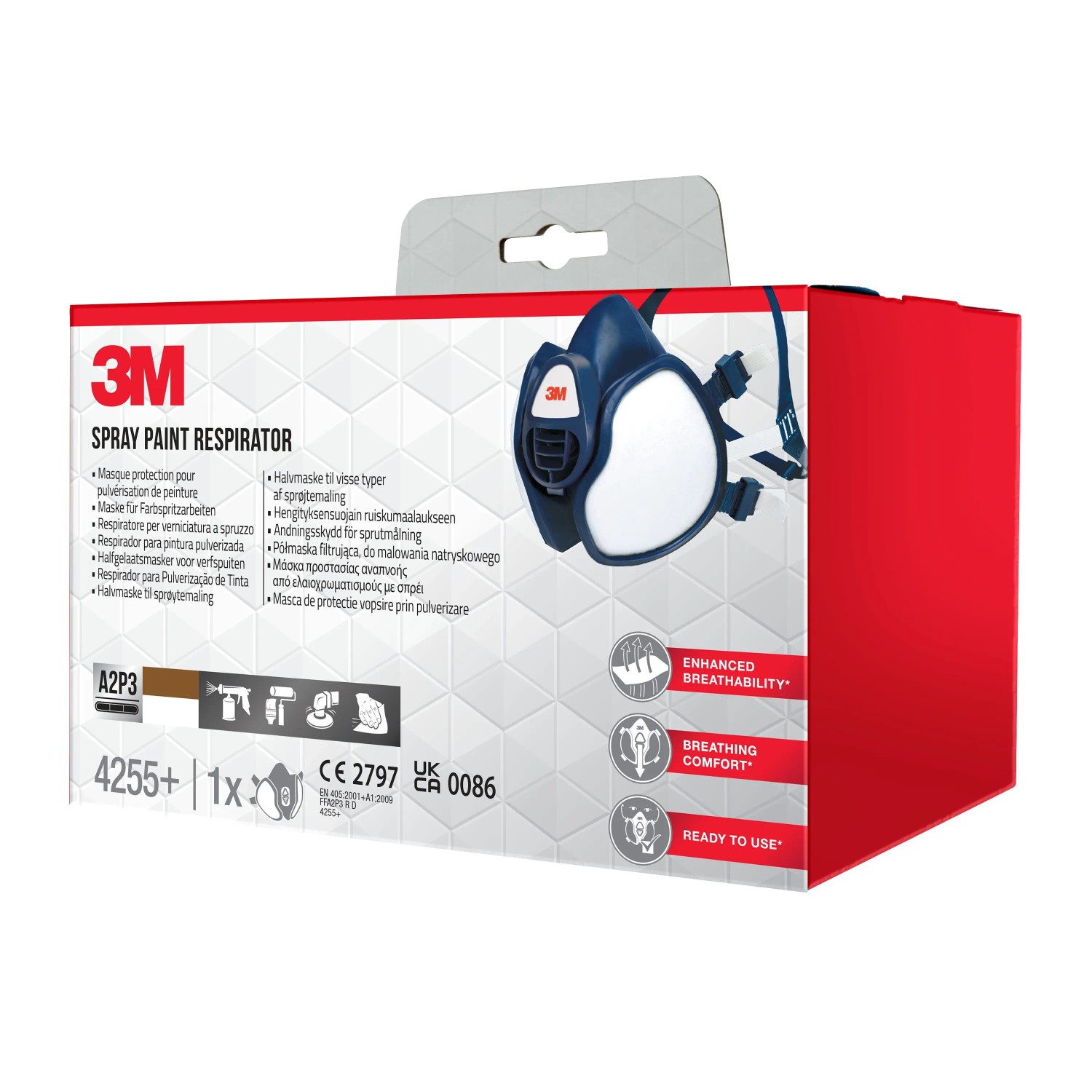 3M Atemschutzmaske A2/P3, blau, 1er-Pack, für Lackierarbeiten und Feinstaubschutz.