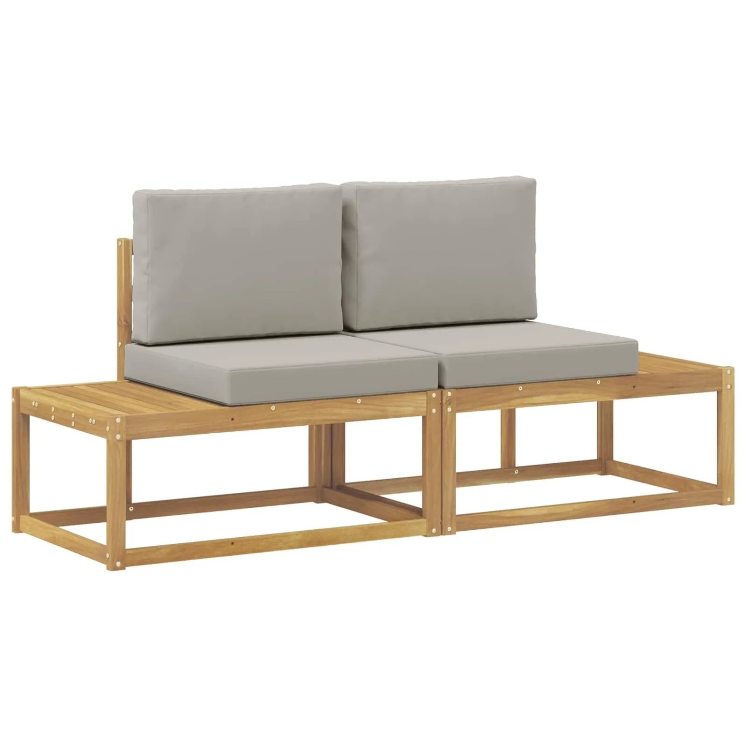 vidaXL Outdoor End Sofa mit Kissen 2 Stück Weiß Massivholz Akazie 901484
