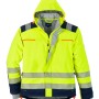 Scheibler Warnschutz-Thermosoftshelljacke Safeness in Gelb-Blau, Gr. XS mit Reflektoren und Kapuze.