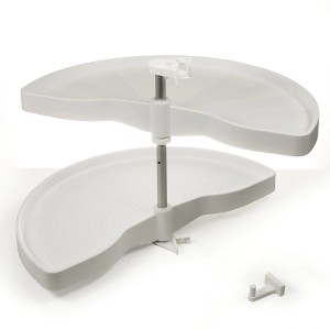 SOTECH Halbkreis Eckschrankbeschlag Weiß Drehbodensystem für Eckschränke mit Korpusbreite 900 mm