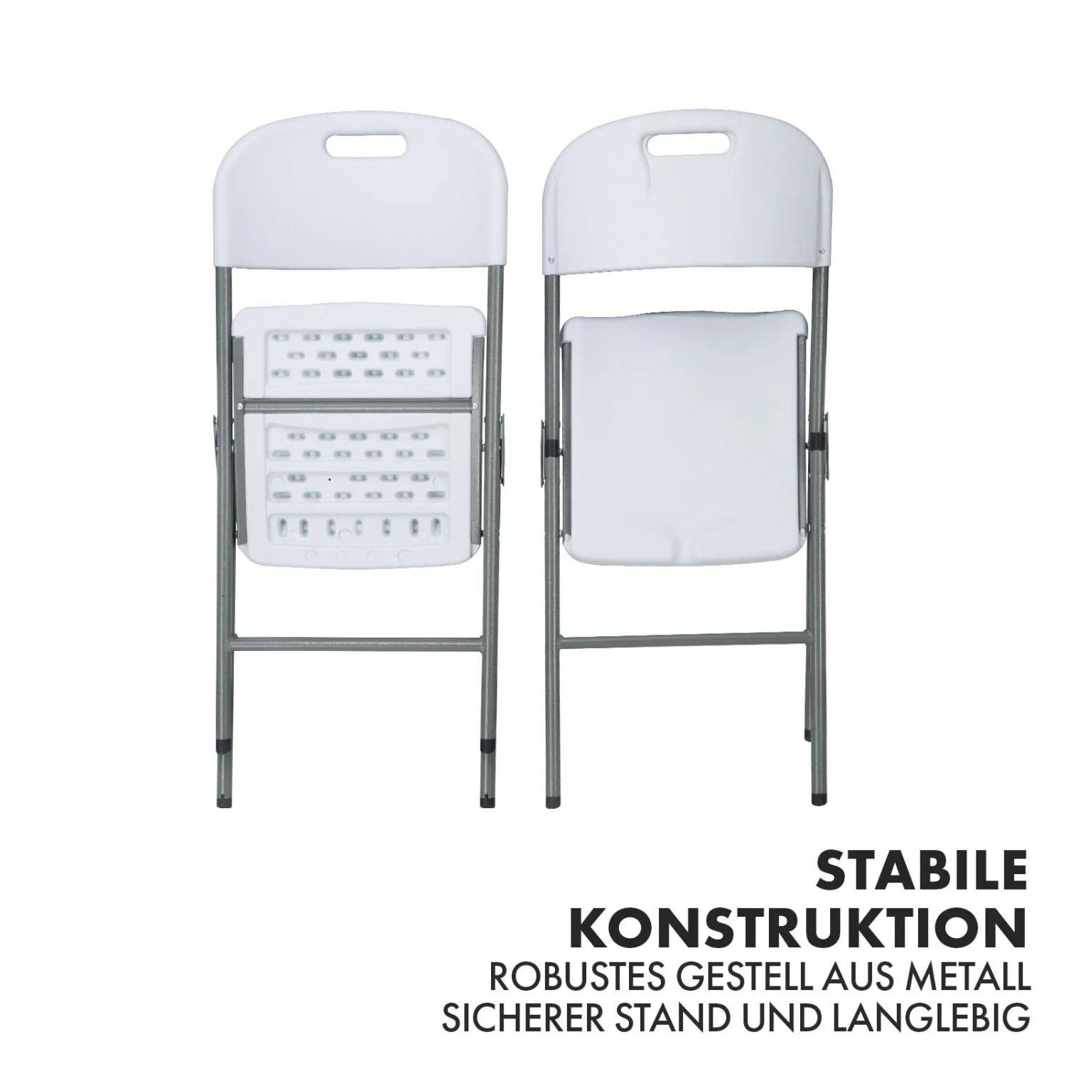 2er Set weiße KARAT Klappstühle Okinawa für Garten, Terrasse oder Balkon.