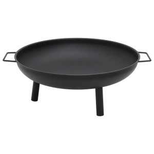 Schwarze vidaXL Feuerschale aus Stahl, 67,5x58x22,5 cm, für Garten und Terrasse.