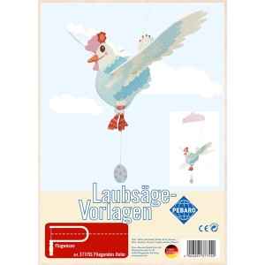 Pebaro Laubsägevorlage: Fliegendes Huhn aus Holz zum Basteln und Bemalen.