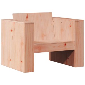 Robuster vidaXL Gartensessel aus unbehandeltem Douglasie Massivholz. Heller Holzton, breite Armlehnen, ideal für Outdoor.