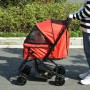 Roter PawHut Hundebuggy, klappbar, mit Hund darin, für kleine Hunde und Katzen. Ideal für den Transport von Kleintieren.