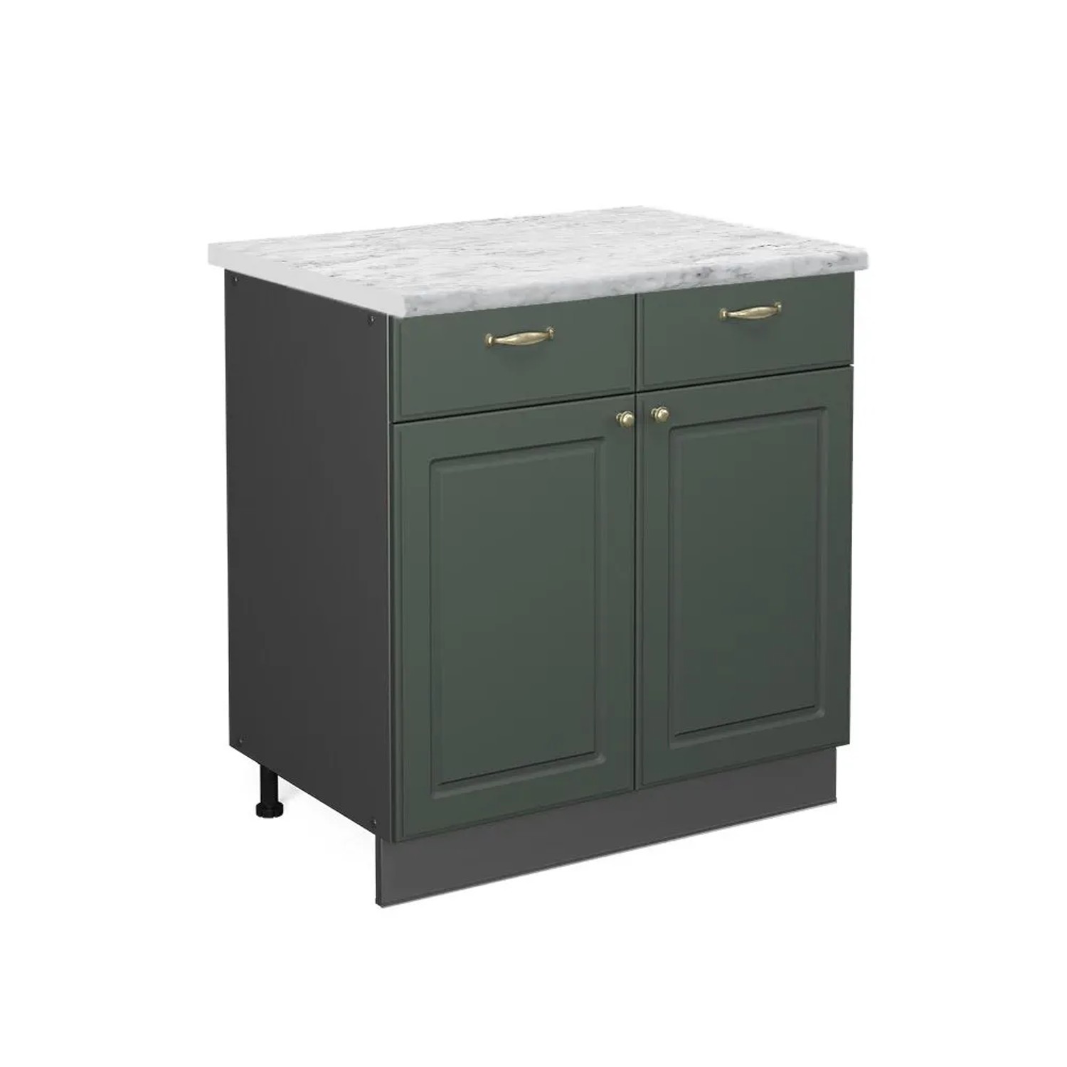 Vicco Küchenunterschrank Fame-Line Grün-Gold Landhaus Anthrazit 80 cm AP Marmor