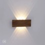 Rechteckige Paul Neuhaus LED-Wandlampe Palma mit Holzdekor, 32x12 cm, strahlt warmweißes Licht nach oben und unten.