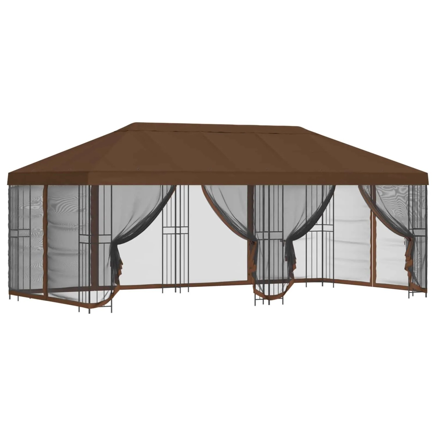 vidaXL Pavillon mit Seitenwänden 6 x 3 m Braun Polyester und Stahl 190 3376005