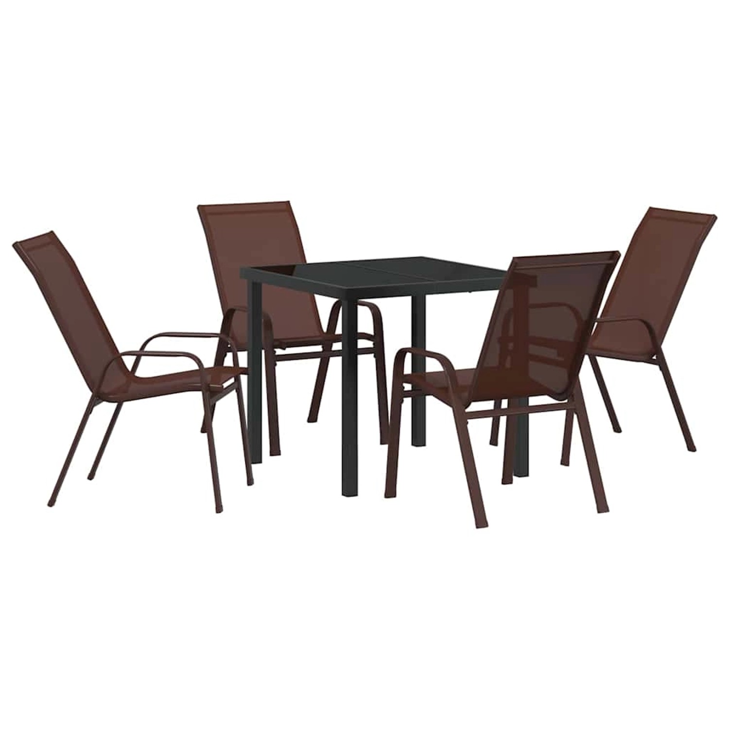 vidaXL 5-Teiliges Garten-Esszimmer-Set in Braun aus Textilene und Stahl 3379129