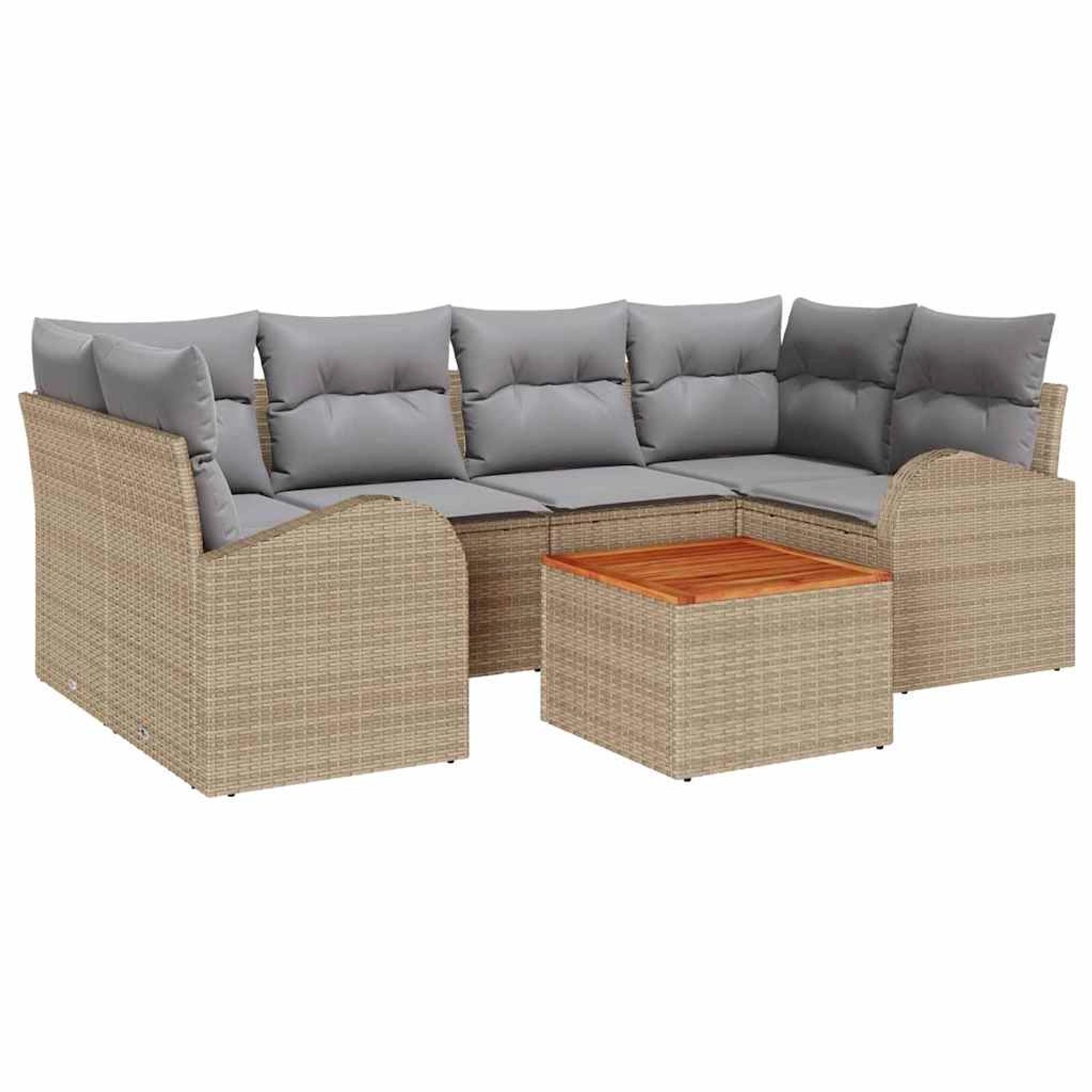 vidaXL 7-Teiliges Garten Sofa Set mit Kissen Beige Poly Rattan Akazie 33475 günstig online kaufen