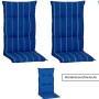 4er-Set blaue Gartenstuhlauflagen mit Streifen für Hochlehner.