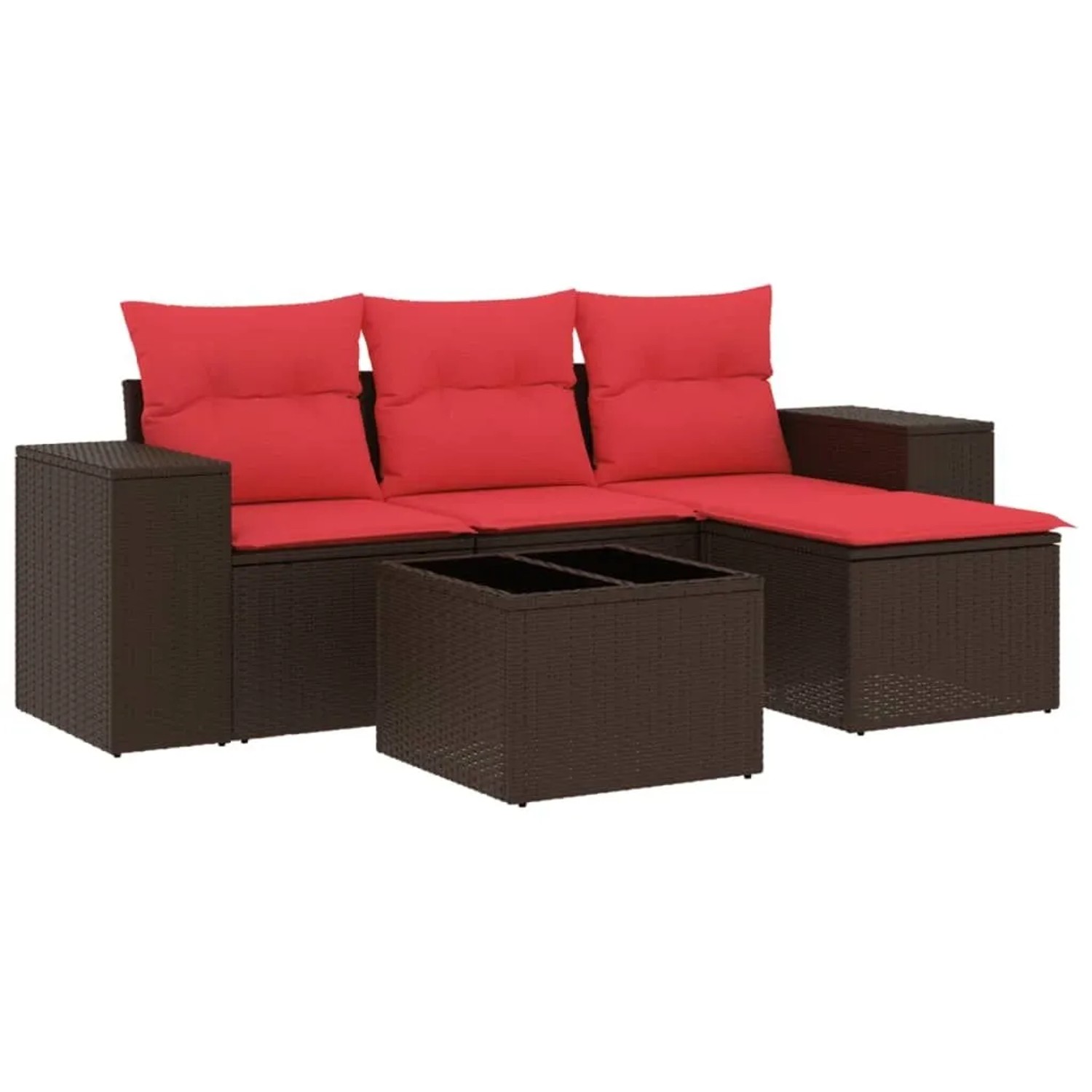 vidaXL 5-Tlg Gartensofa-Set mit Kissen Braun Polyrattan 3222483 günstig online kaufen