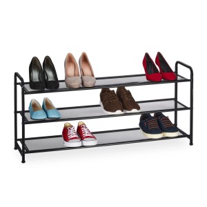 Relaxdays Schuhregal Metall Schwarz 48 cm x 100 cm x 25,5 cm 2,7 kg