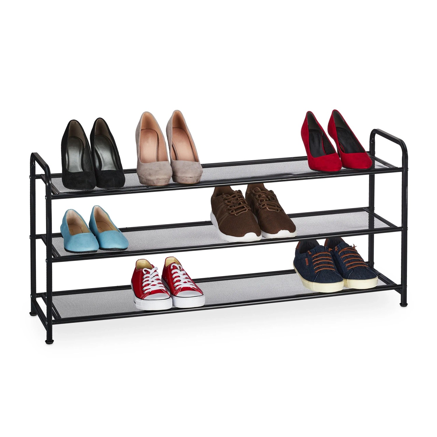 Relaxdays Schuhregal Metall Schwarz 48 cm x 100 cm x 25,5 cm 2,7 kg