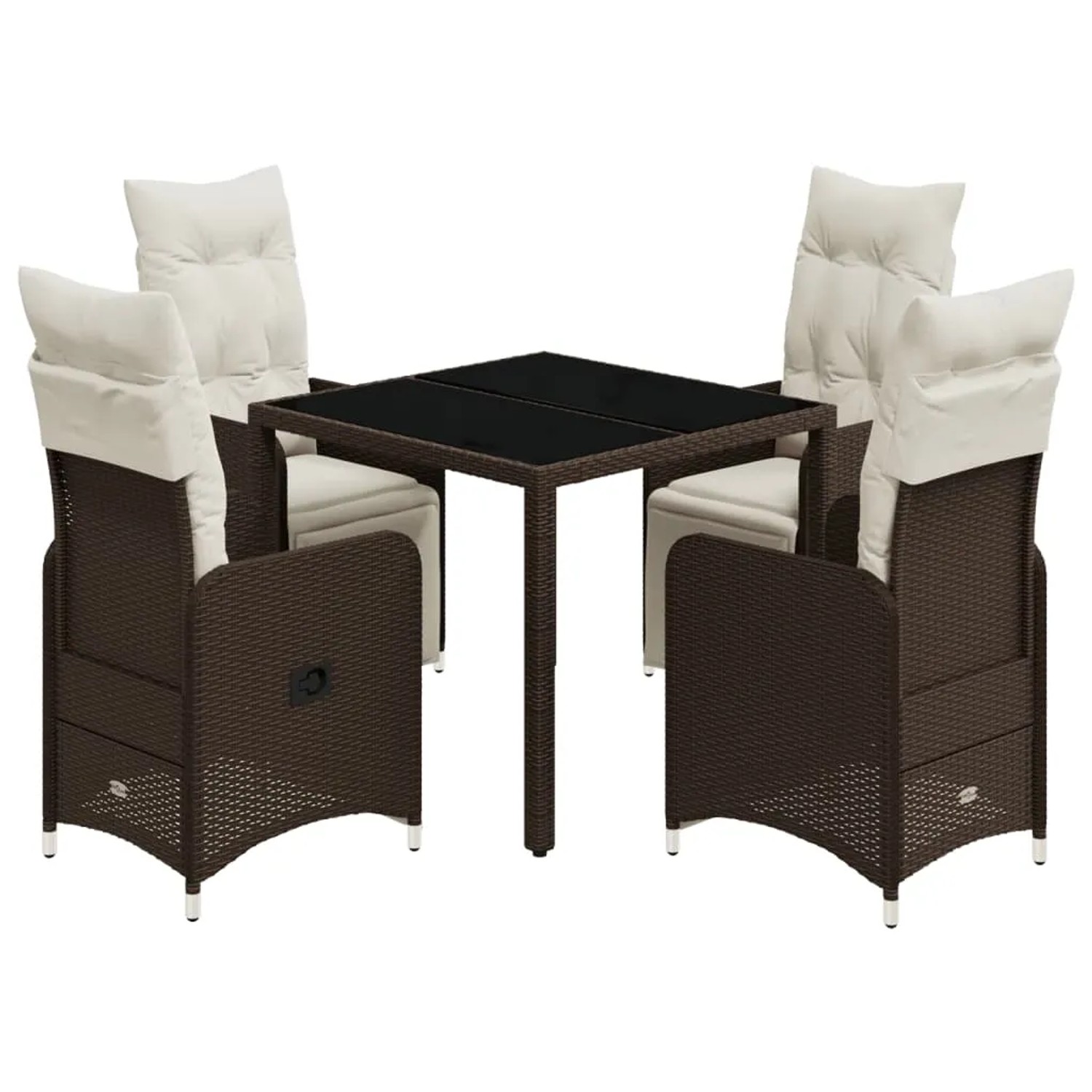 vidaXL 5-tlg Garten-Bistro-Set mit Kissen Braun Poly Rattan Modell 6 günstig online kaufen