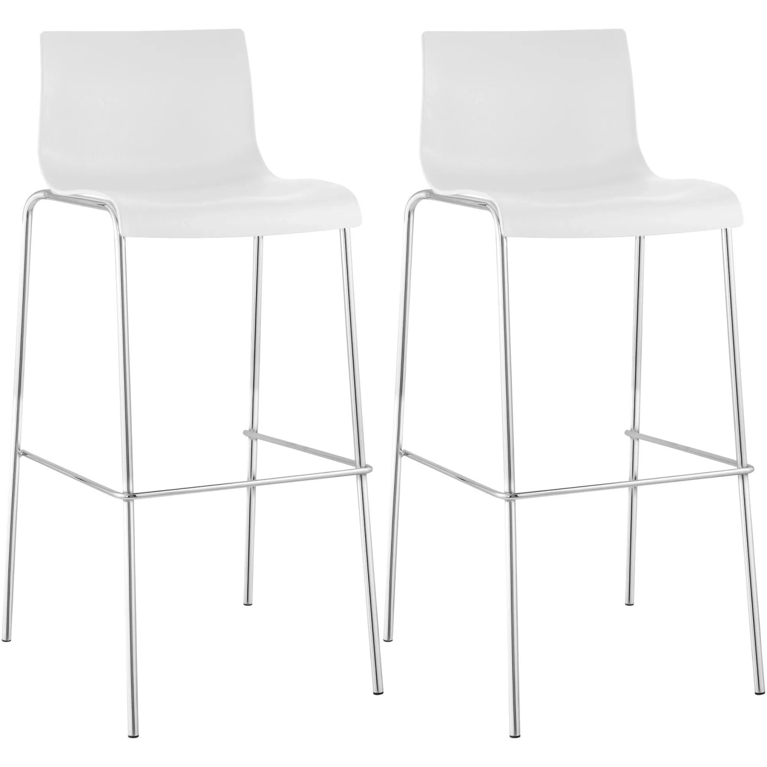 CLP 2er Set Barhocker Hover Kunststoff 4-Fuß Gestell Weiß/Chrom