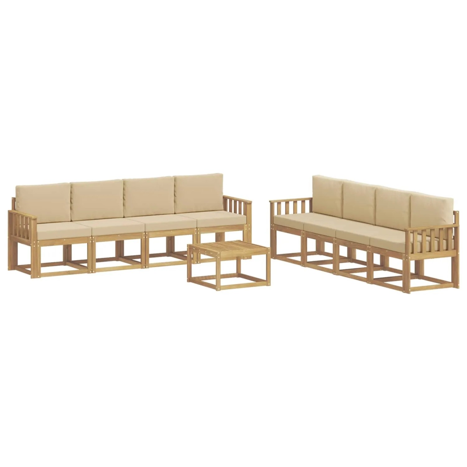 vidaXL Outdoor-Sofagarnitur mit Kissen 9 Stk Weiß und Beige 3387417