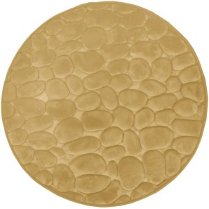 Runder, goldfarbener Euroshowers Badvorleger Rimini mit Steinoptik und Memory Schaum, 60 cm.