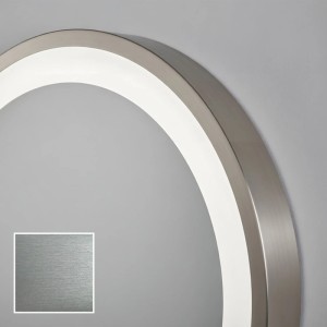 ARTFORMA LED Badspiegel oval: Gebürsteter Silberrahmen mit heller LED-Beleuchtung. Moderner Badspiegel.