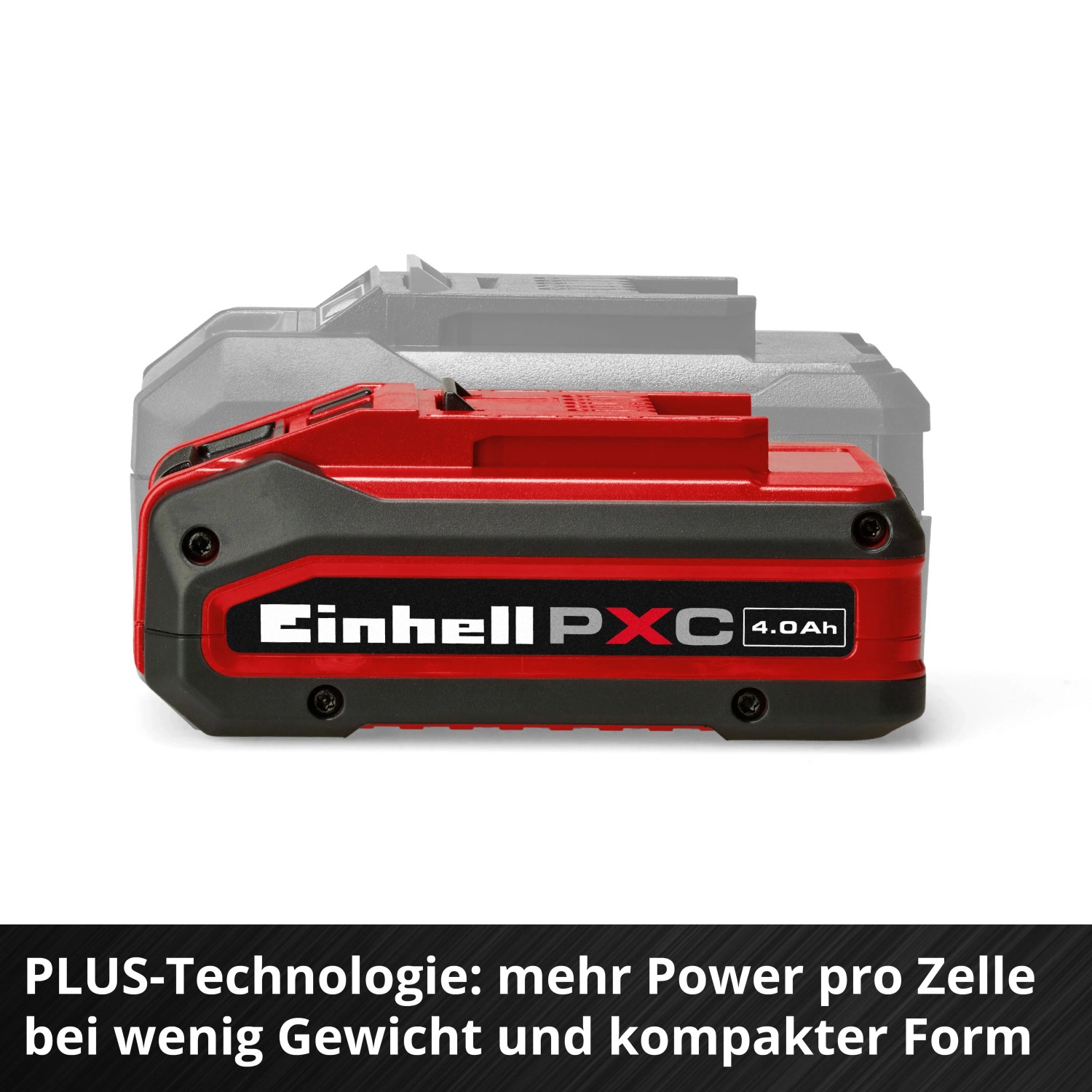 Einhell PXC 4 Ah Akku in Rot/Schwarz mit PLUS-Technologie für Power X-Change Elektrowerkzeuge. Kompakt & leistungsstark.