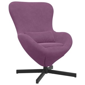 Lila Eiersessel aus Samt mit Stahlrahmen, drehbarer Loungesessel für Wohnzimmer und Schlafzimmer.