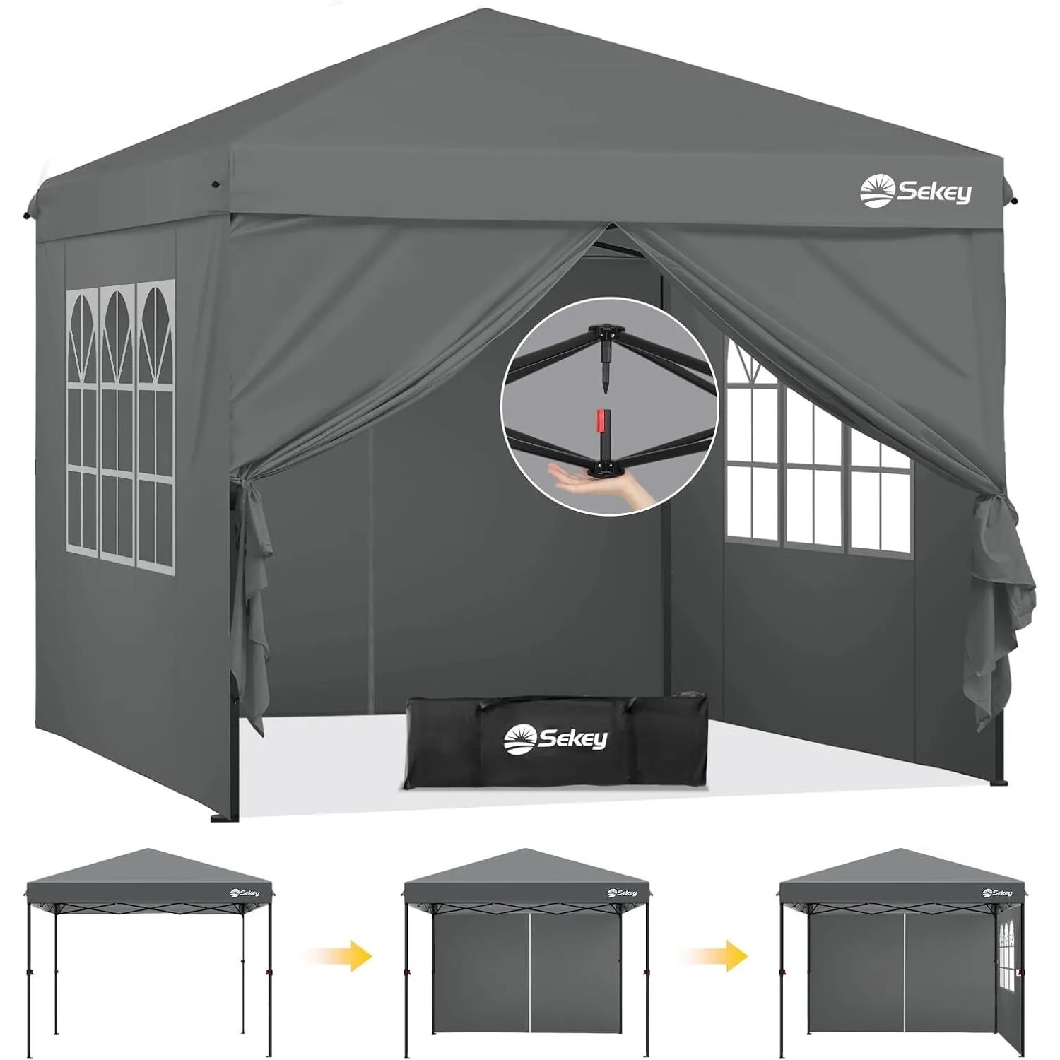 Sekey Premium Pop Up Pavillon 3x3 Grau