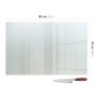 Rechteckiges Tulup Milchglas Schneidebrett 80x52 cm, satiniert, mit Messer. Hygienische Herdabdeckung.