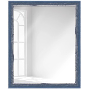 Blauer Wandspiegel (36x96 cm) im Shabby-Chic Stil mit Holzrahmen. Spiegel für Hoch- und Querformat.