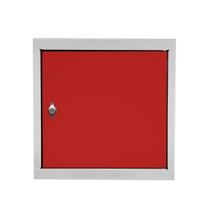 PROREGAL Schließfachwürfel Blocky, 40x40cm, lichtgrau/rot, mit Drehriegelschloss für Vorhängeschloss.