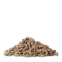 Holzpellets von Heizfuxx: Haufen aus hellbraunen Pellets für Heizanlagen.