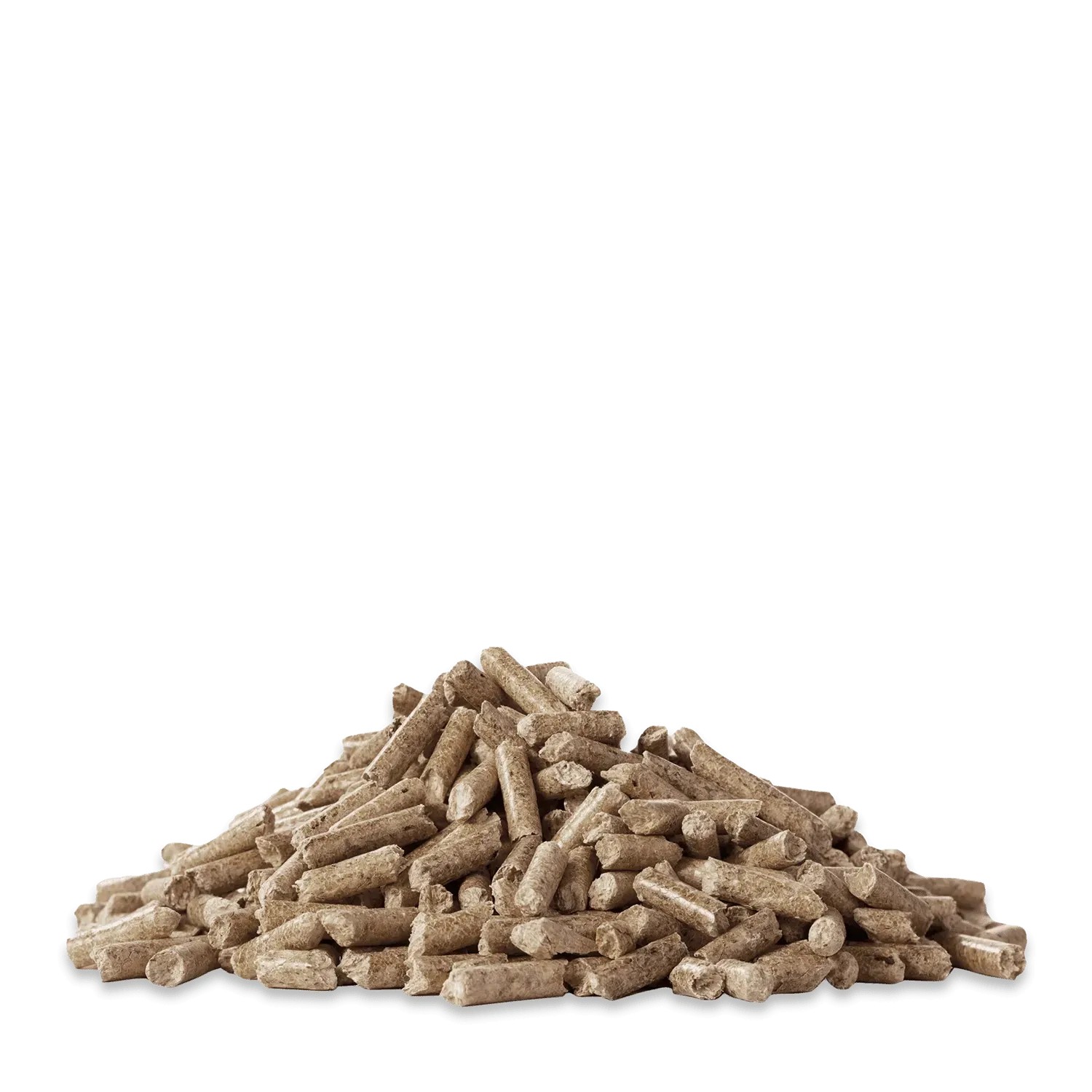 Holzpellets von Heizfuxx: Haufen aus hellbraunen Pellets für Heizanlagen.