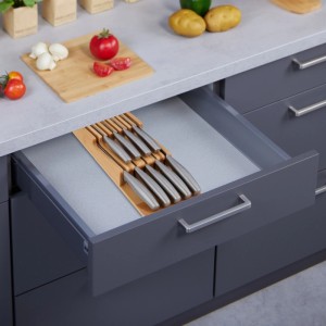 Relaxdays Messerhalter aus Bambus, magnetisch, für 9 Messer im Schubladeneinsatz.