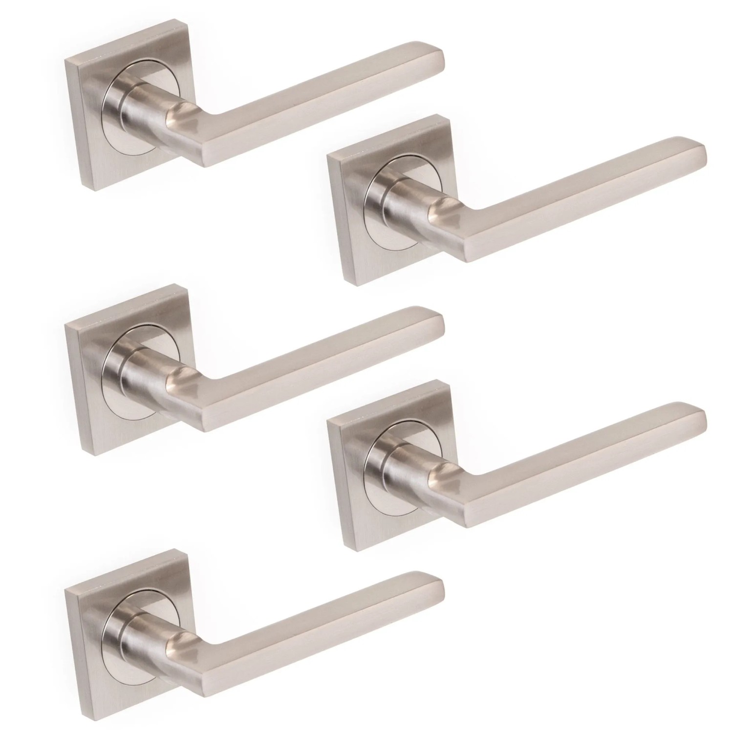 Emuca Satz von 5 Perth Griffe für Tieftüren mit RoSette D50 mm Aluminium und Zamak Nickel Satiniert