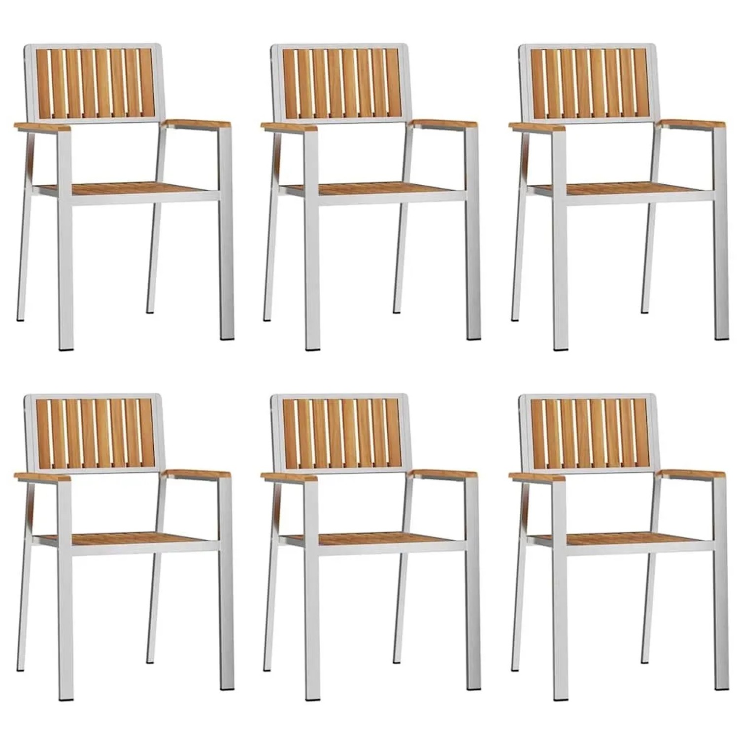 vidaXL Gartenstuhl 6 Stk Braun 56x54,5x87cm Massives Teakholz 3334853 günstig online kaufen