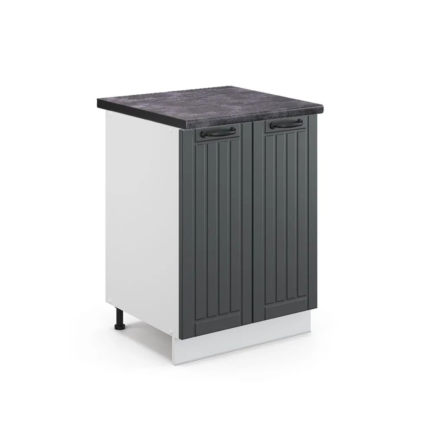 Vicco Küchenunterschrank Fame-Line Anthrazit Landhaus Weiß 60 cm AP Anthrazit