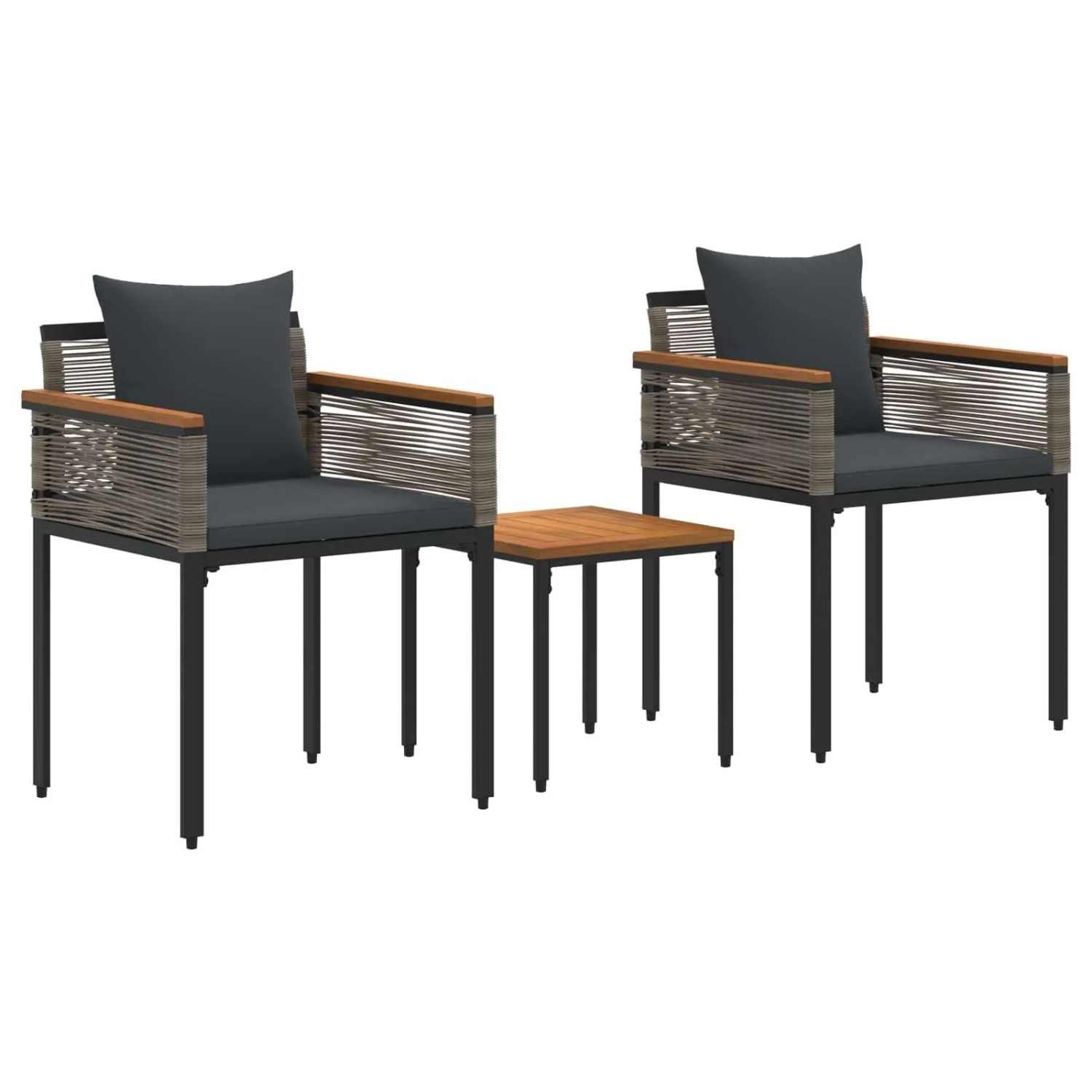 vidaXL Gartenmöbel Set mit Kissen Grau und Dunkelgrau PE-Rattan 42025233