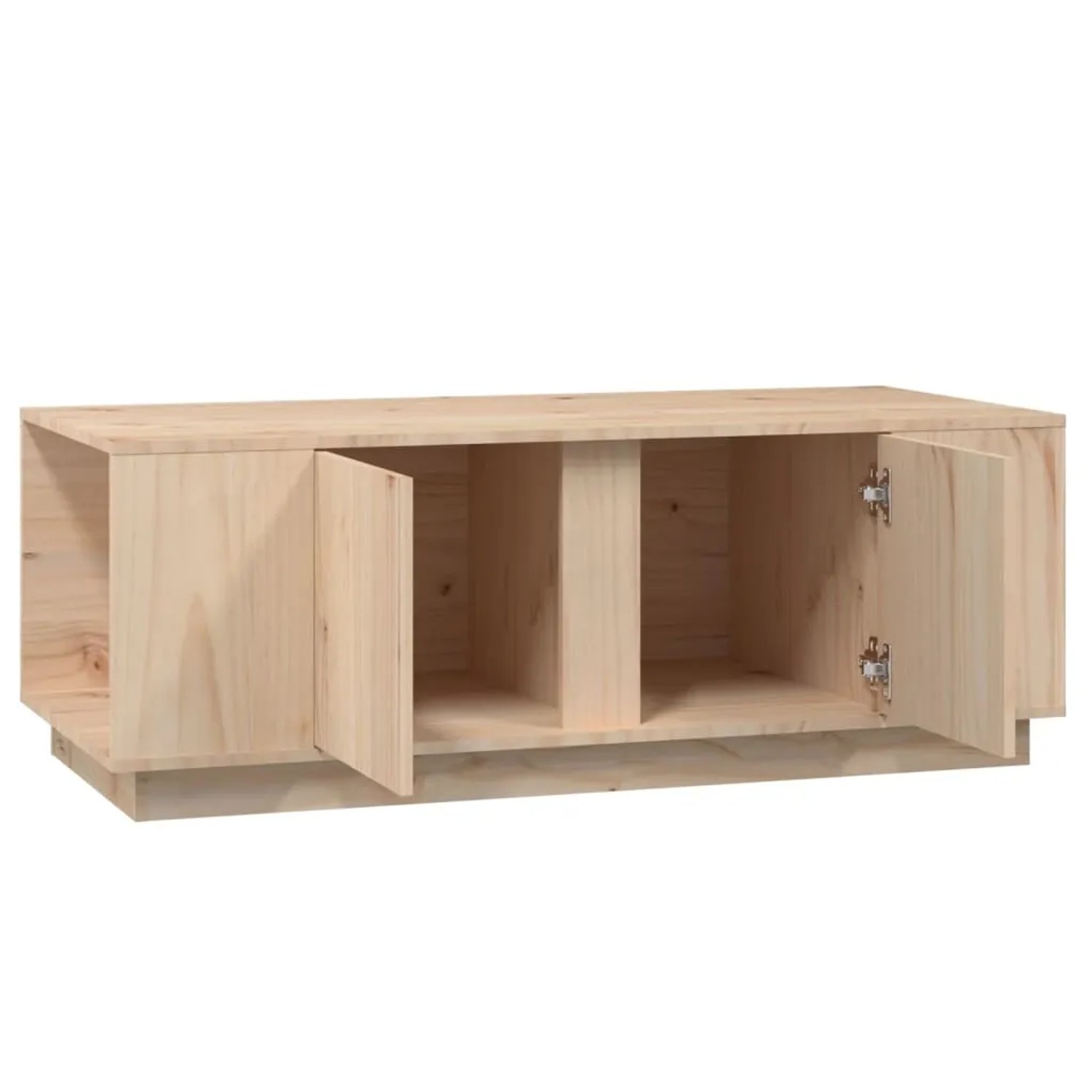 vidaXL Couchtisch aus Kiefernholz mit Fächern und Türen, 110x50x40 cm.