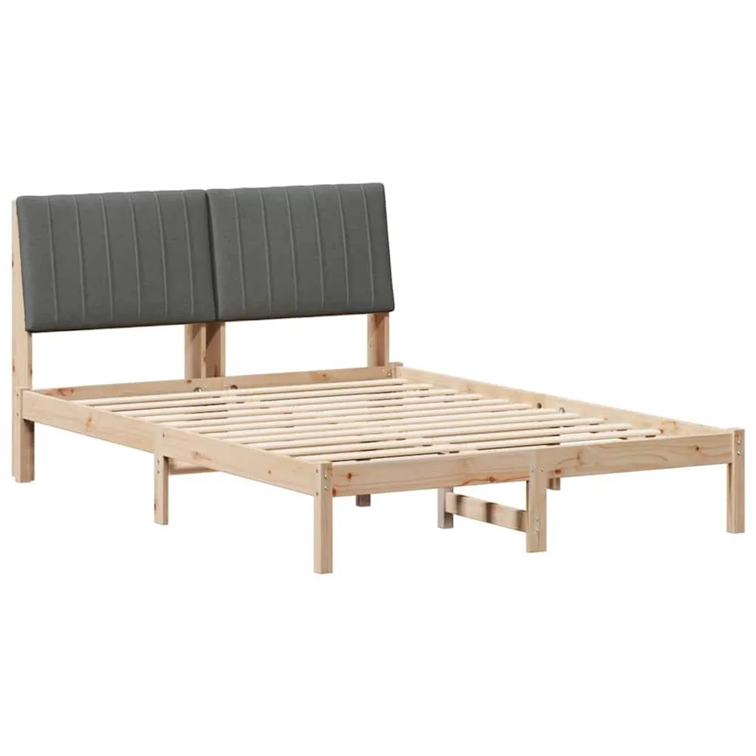 vidaXL Bettrahmen Dunkelgrau 140 x 190 cm Massives Kiefernholz 878895
