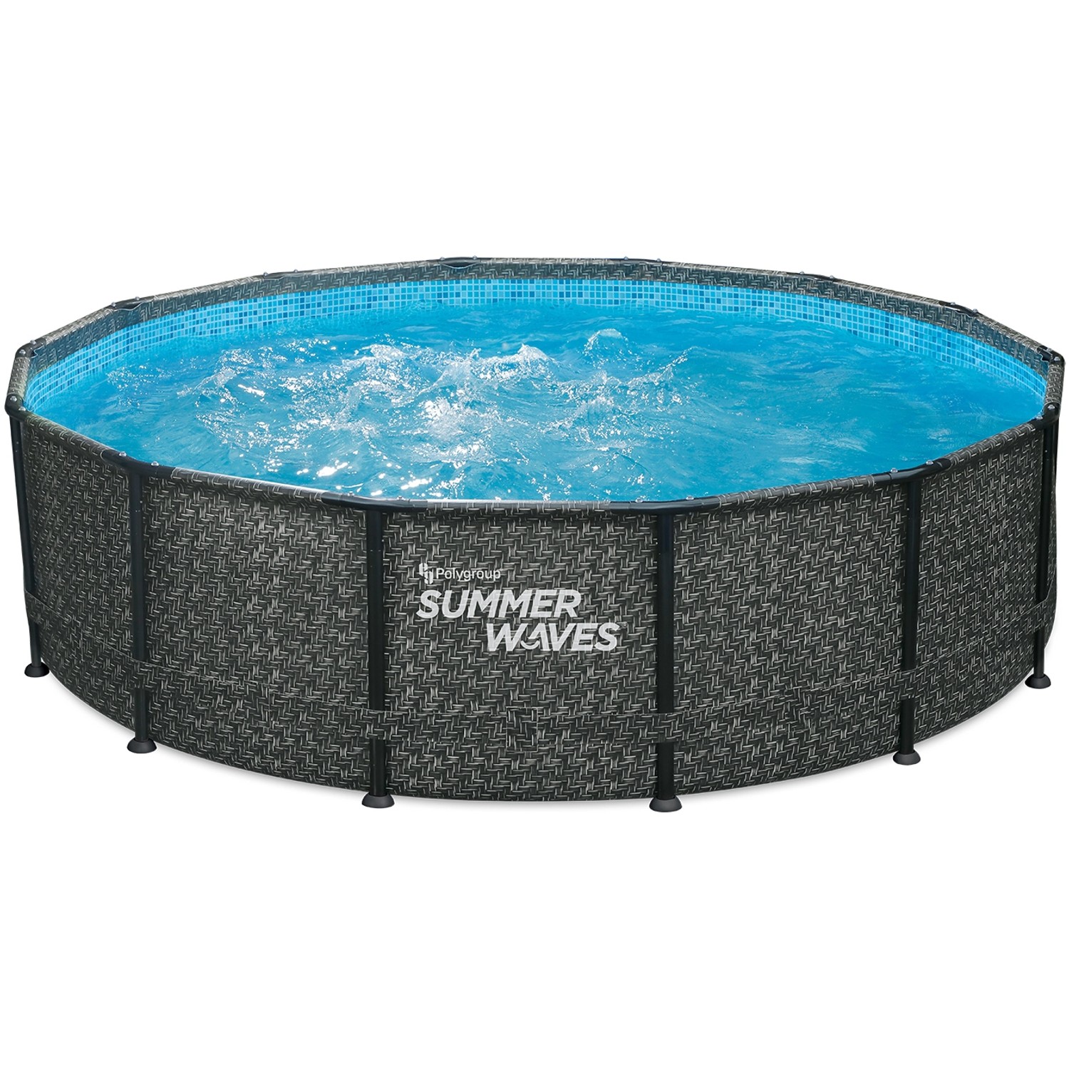 Summer Waves Aufstellpool Elite Frame Rattan Grau Ø 427 cm x 107 cm