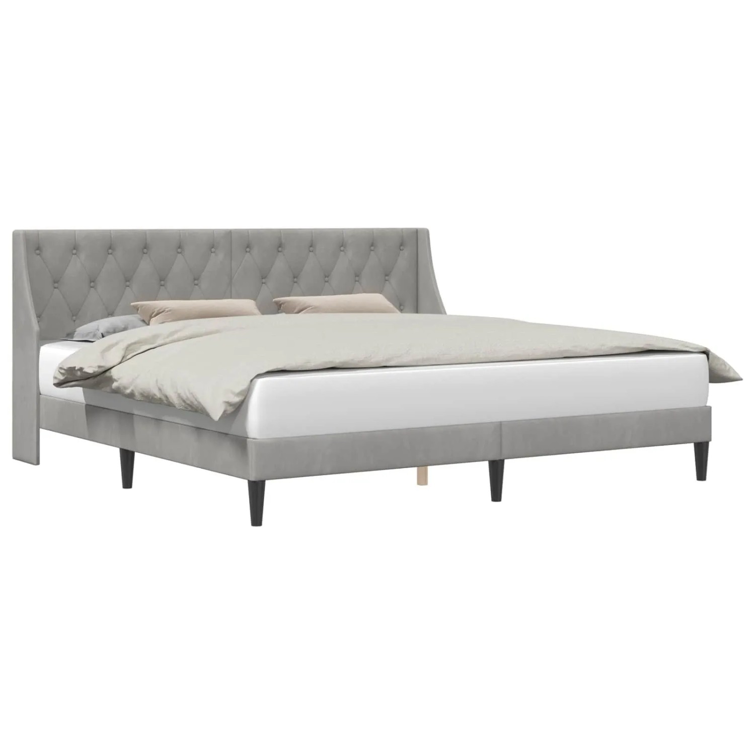 vidaXL Bettrahmen mit Kopfteil Hellgrau 200 x 200 cm Samt 42027448