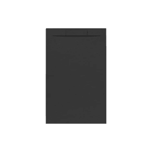 Schwarze Frascio Duschwanne 110x70 cm aus Kunstmarmor mit Abdeckung.