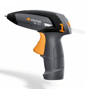 Steinel Akku-Heißklebepistole MobileGlue 1007, grau/orange, mit Klebestick.
