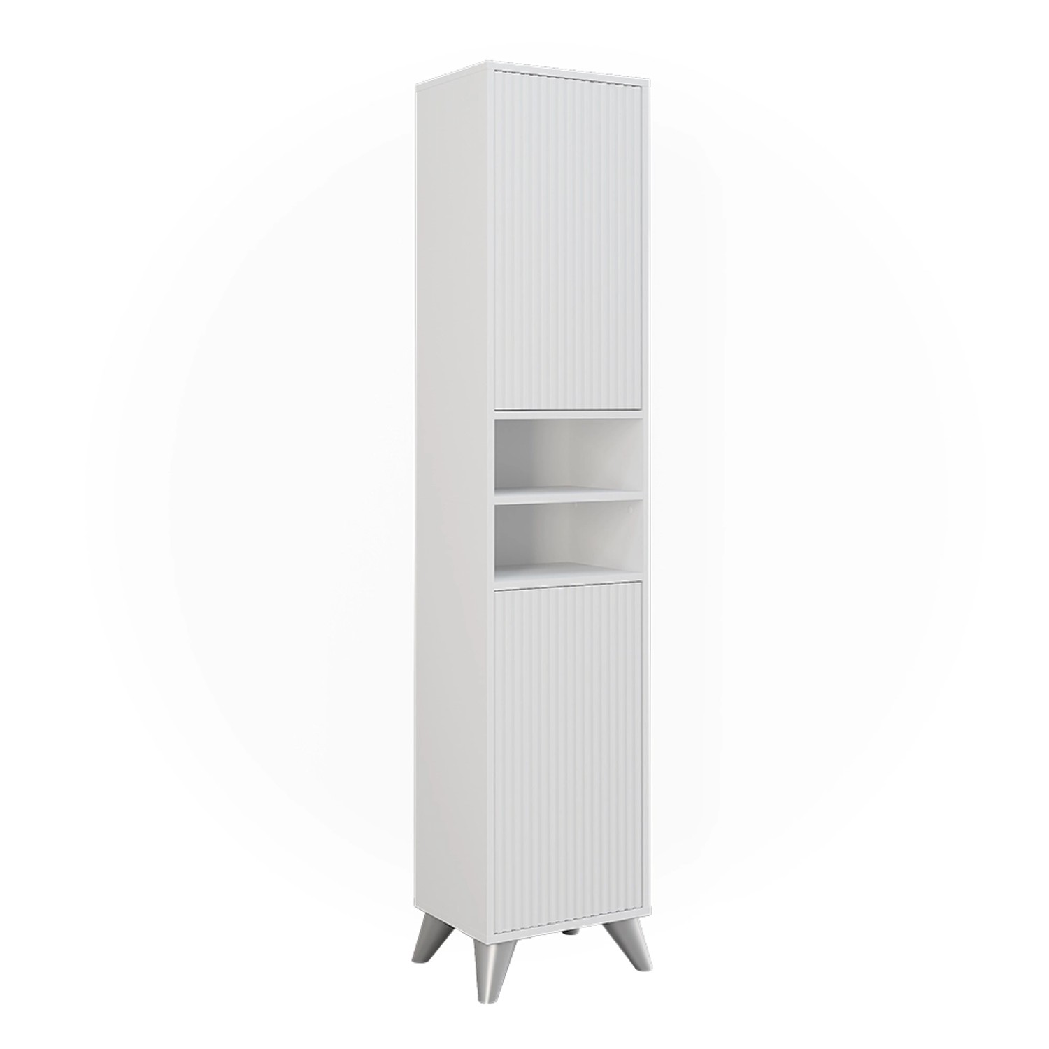 Vicco Badschrank Leano Weiß 38 x 180 cm mit 2 Türen günstig online kaufen