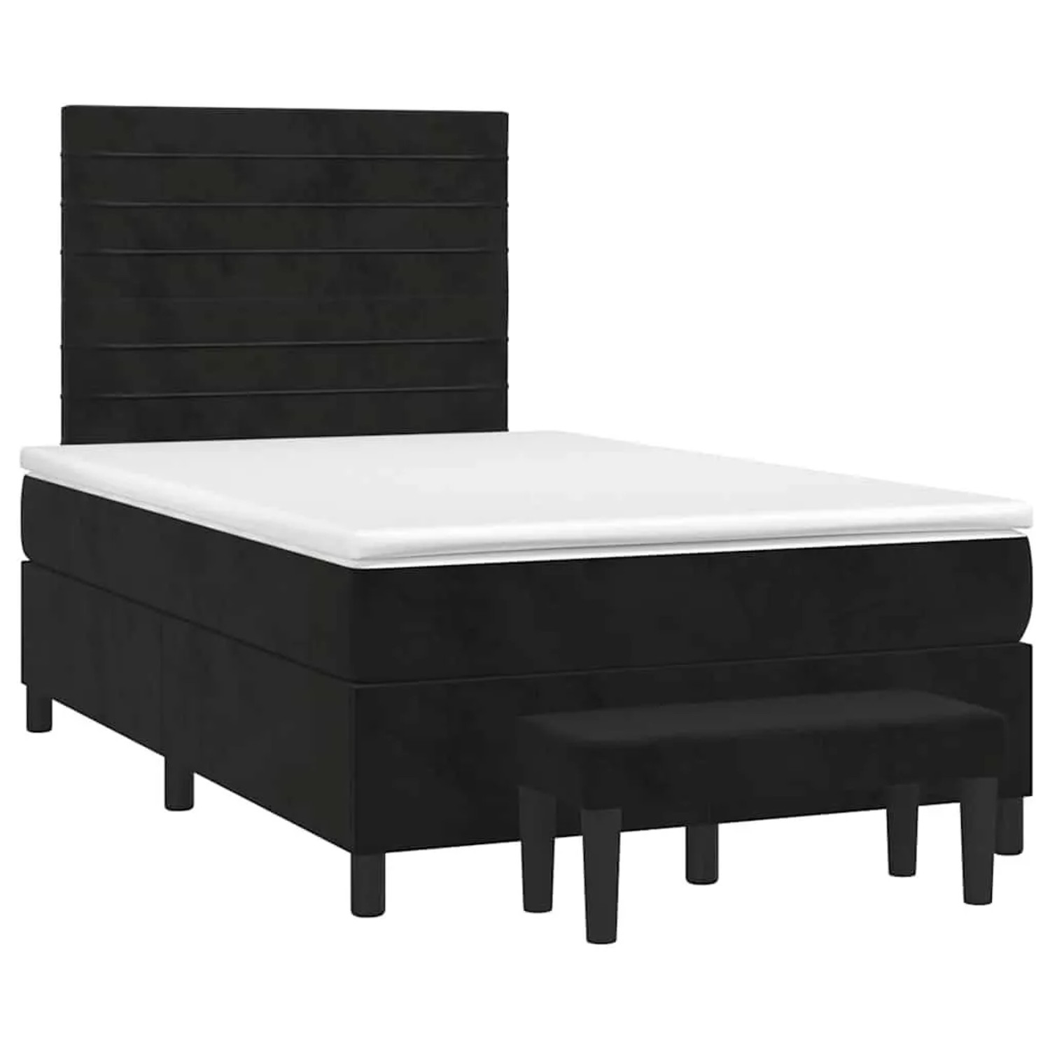 vidaXL Boxspringbett mit Matratze Schwarz 120x190 cm Samt 3270477