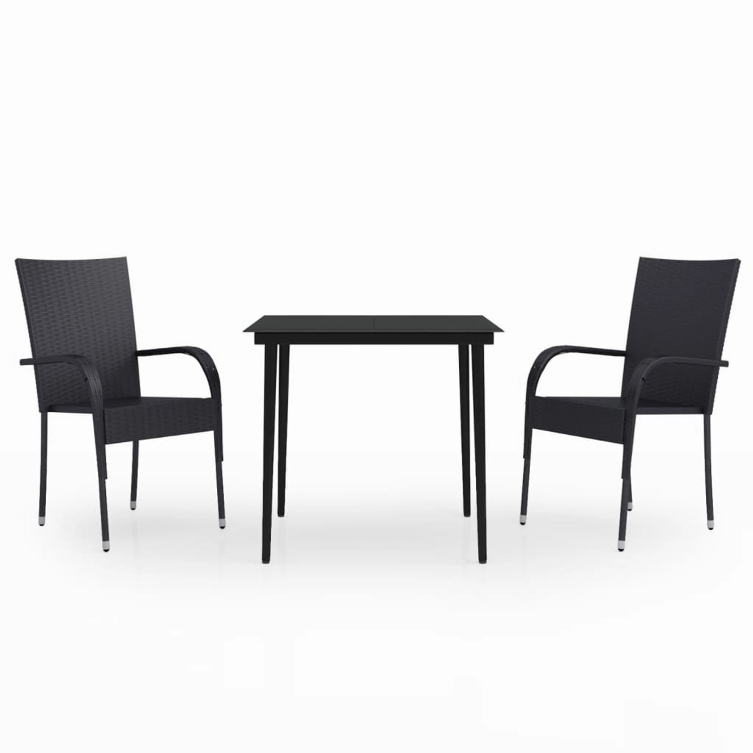 vidaXL 3-Tlg Garten-Essgruppe Schwarz 3099395