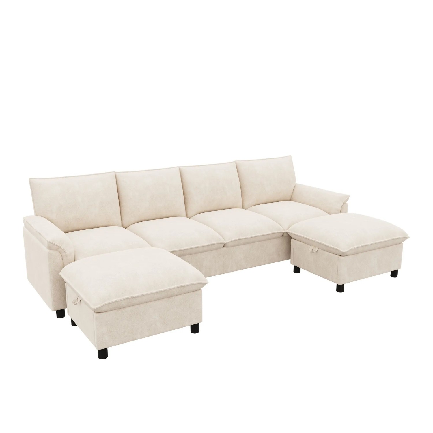 Merax Cloud Sofa 264.5x142.5x84 cm Beige Modular